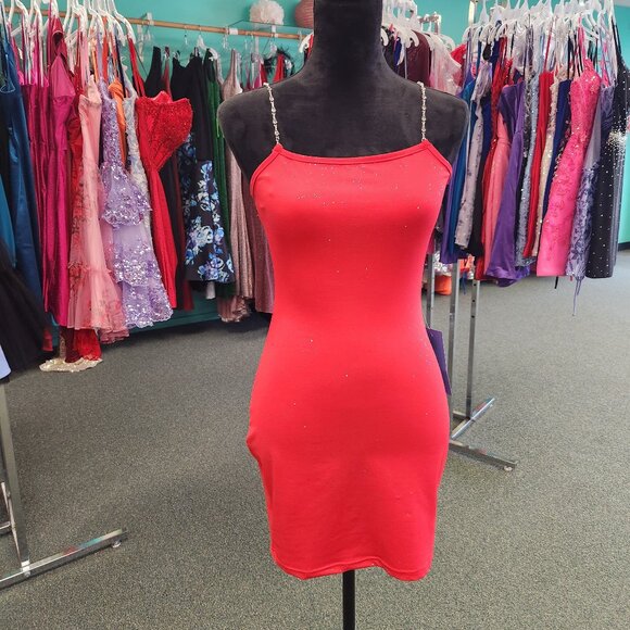 Baylee Size 4 Red Stretch Mini Short Formal Homecoming Party Dress - Picture 1 of 4